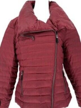 Andrew Marc Quilted Asymmetric Puffer Jacket - Burgundy